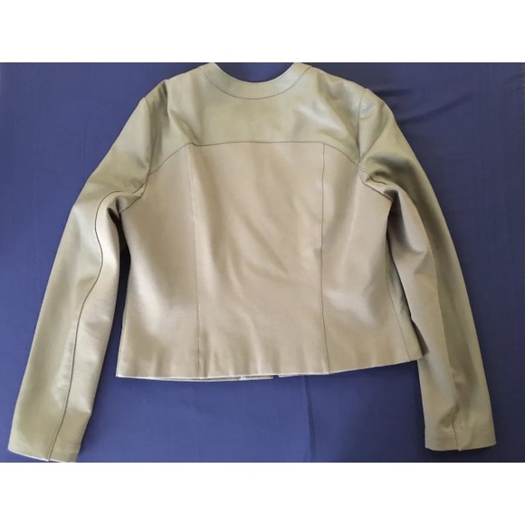 HAYDEN Collection GRAY GREY GENUINE LAMB LEATHER JACKET LARGE Crop Stretchy Zip - Picture 3 of 13